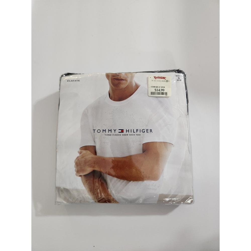 Tommy Hilfiger Crew Neck‎ Tees White 3-Pack Classic Fit 2008 NIP Size S 34-36